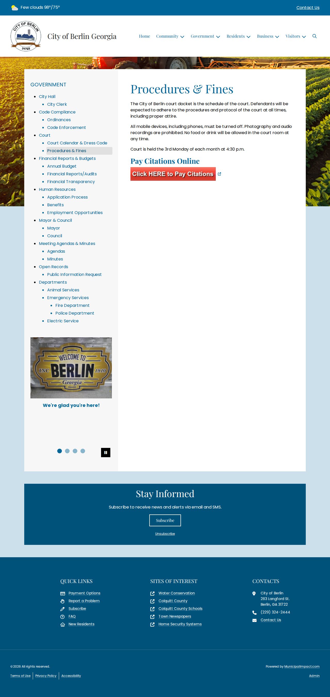 Colquitt County Berlin court records municipal court schedule
