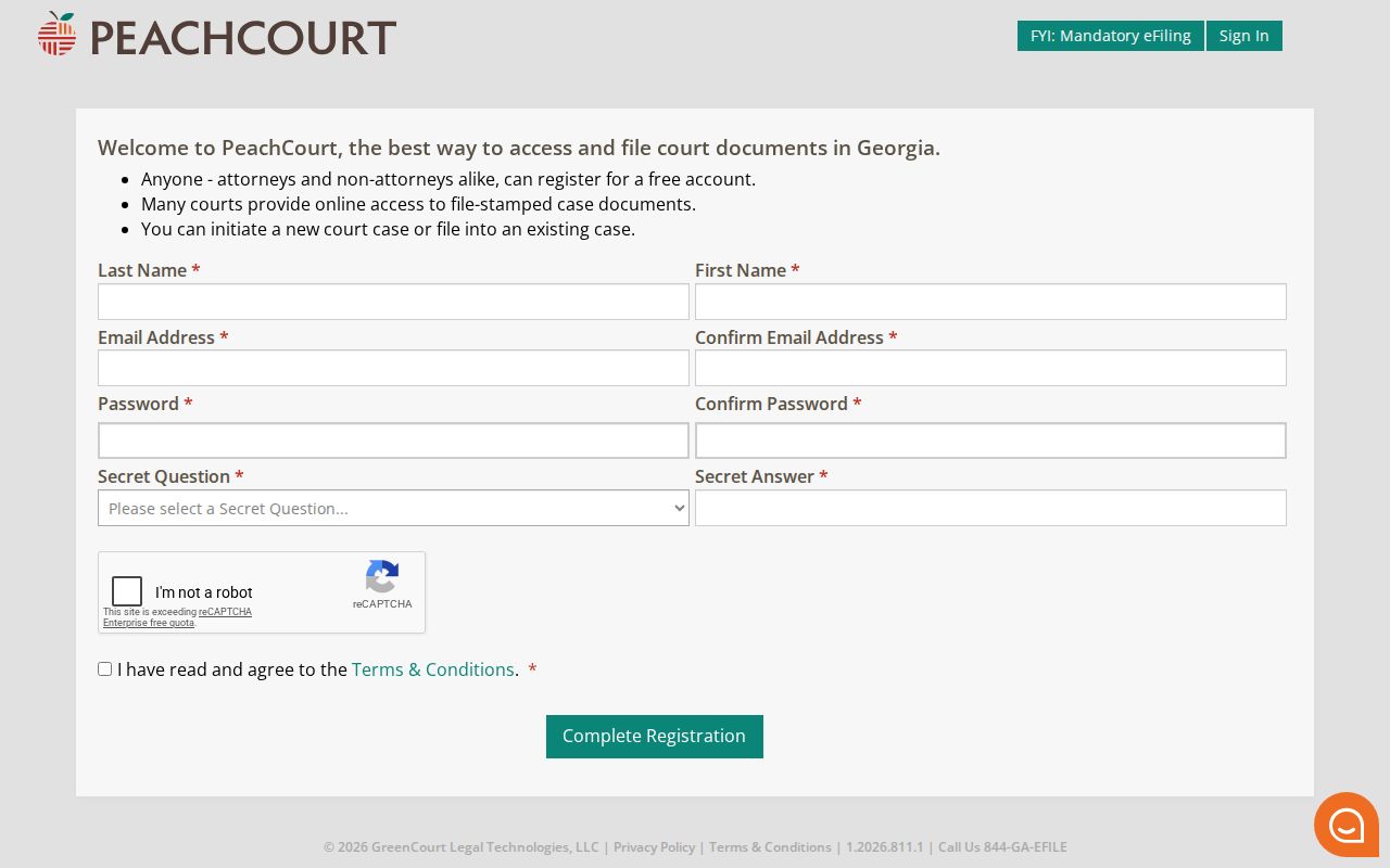 Colquitt County court docket PeachCourt registration form