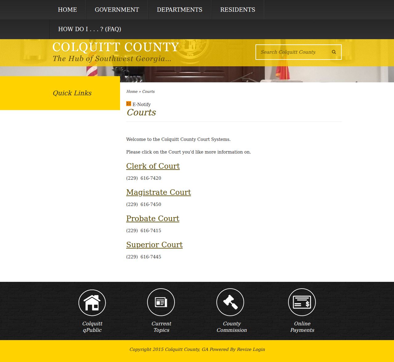 Colquitt County court docket offices in the county courts directory
