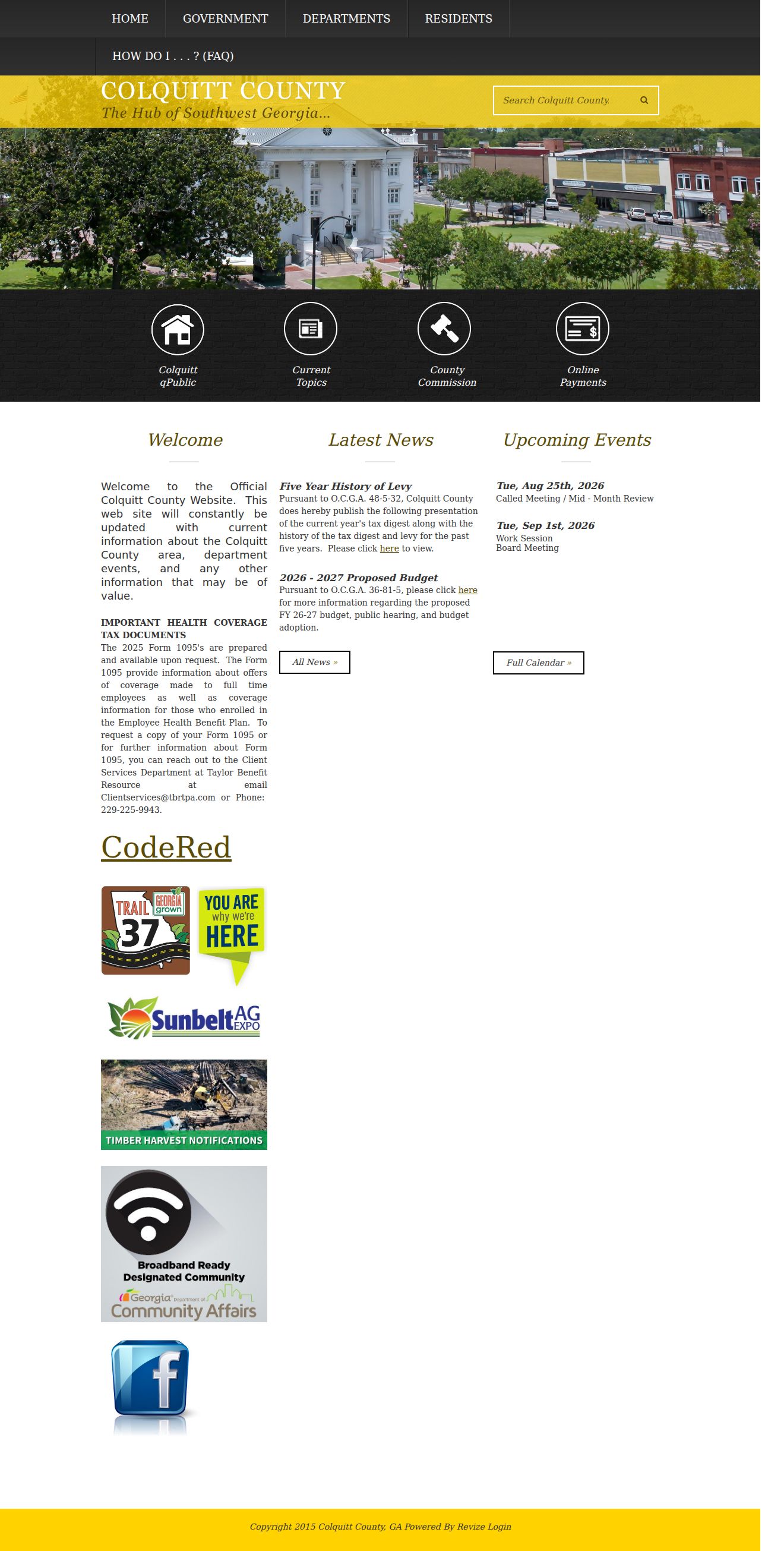 Colquitt County court docket information on the county government homepage