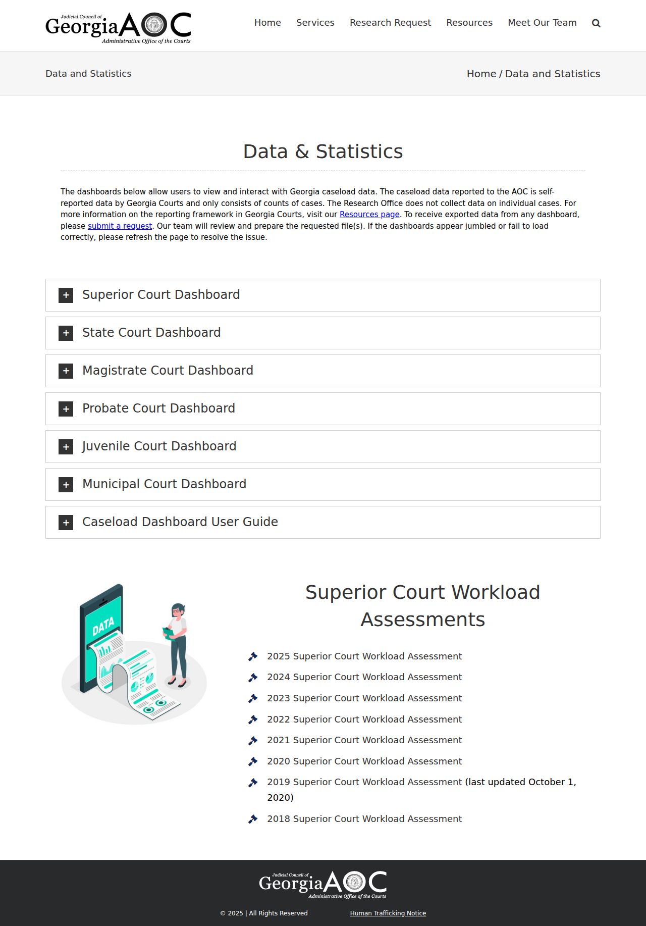 Colquitt County court docket workload and court statistics reference