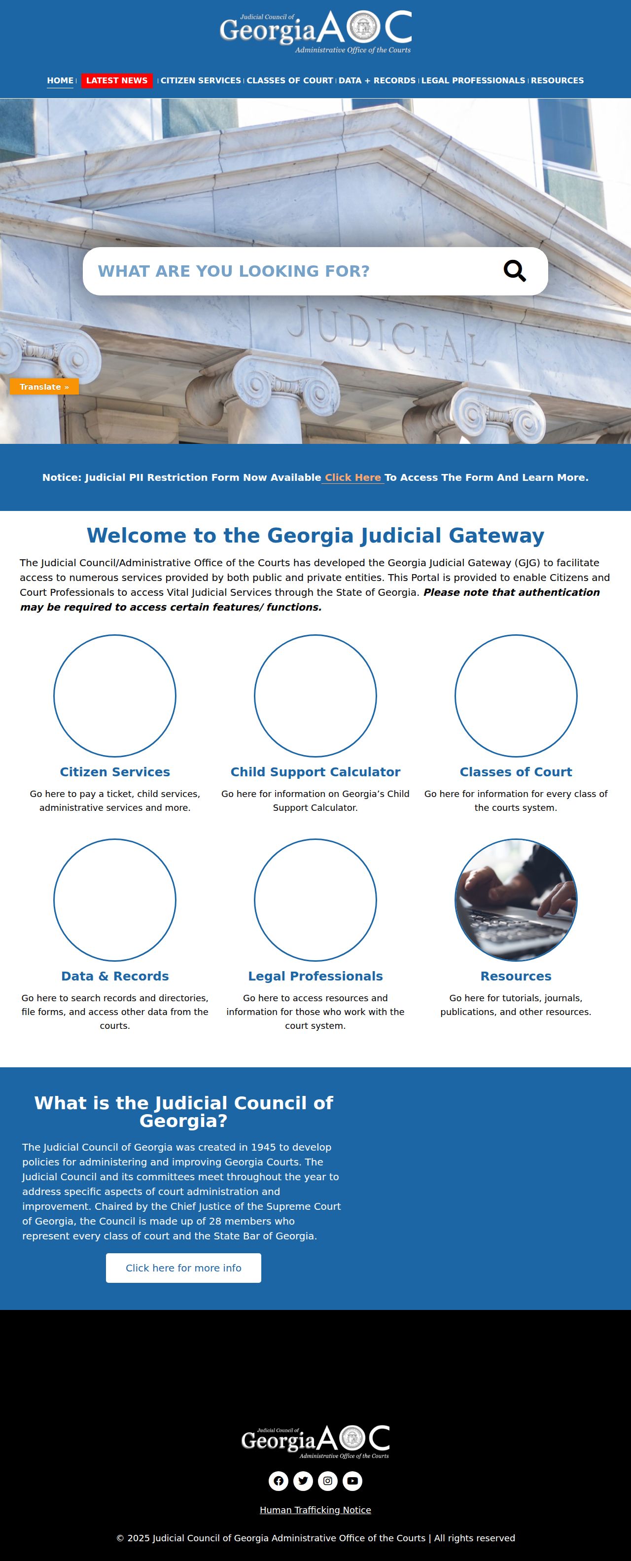 Colquitt County court docket reference on the Georgia Judicial Gateway