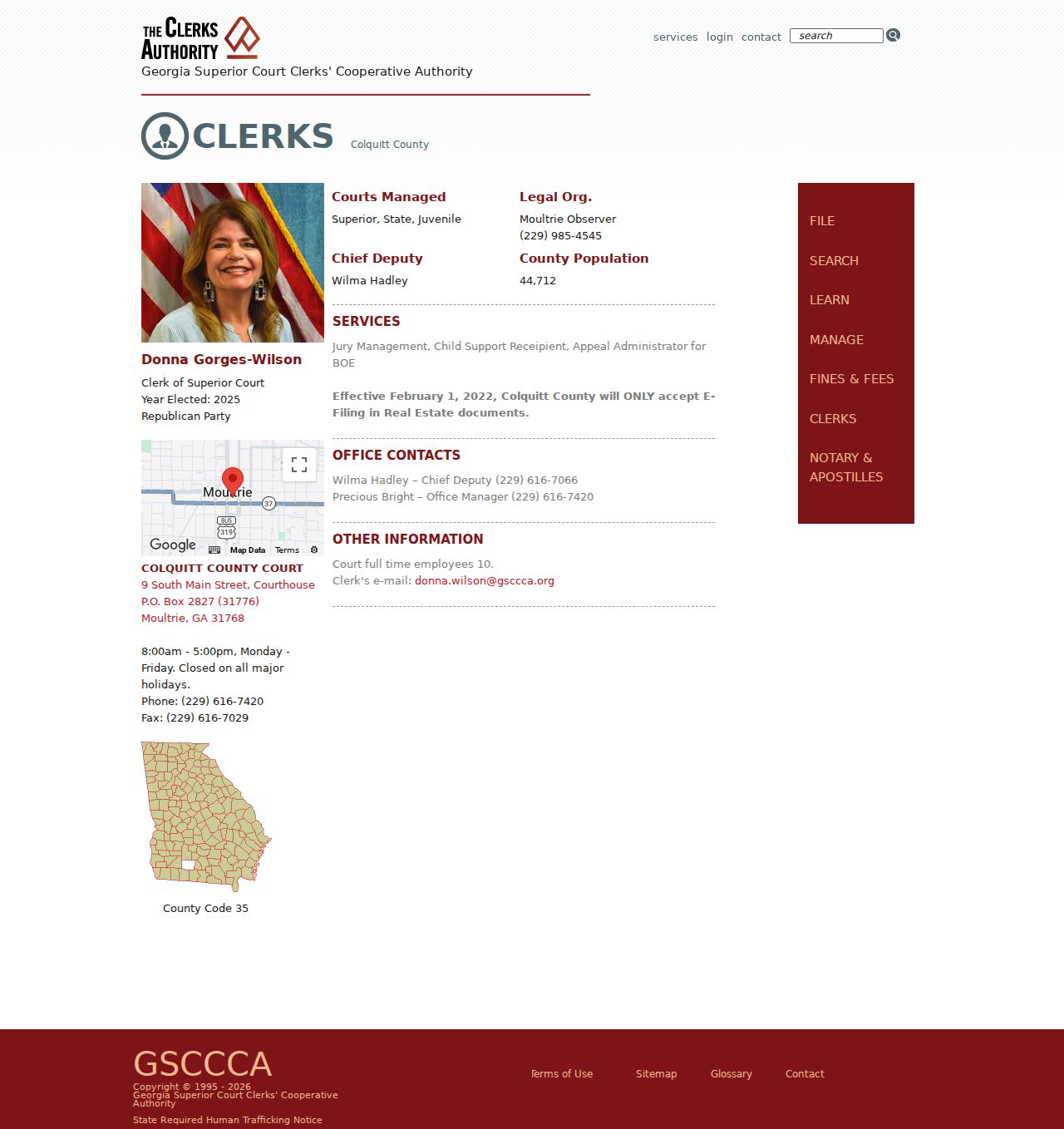 Colquitt County court docket clerk directory profile